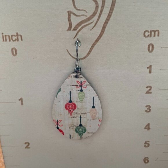 Bundle 3 for $12.  Vintage Christmas Ornament Design Faux Leather Earrings. - Picture 2 of 2